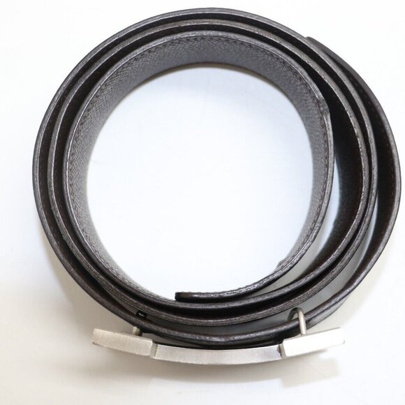 HERMÈS 95 H Guillochee Buckle Reversible Belt Noir/Silver Leather Strap - Picture 15 of 15